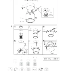 Faretti Da Incasso-Selezionato da Mazzolaluce Faretto bianco da incasso led 6w 3000k orientabile