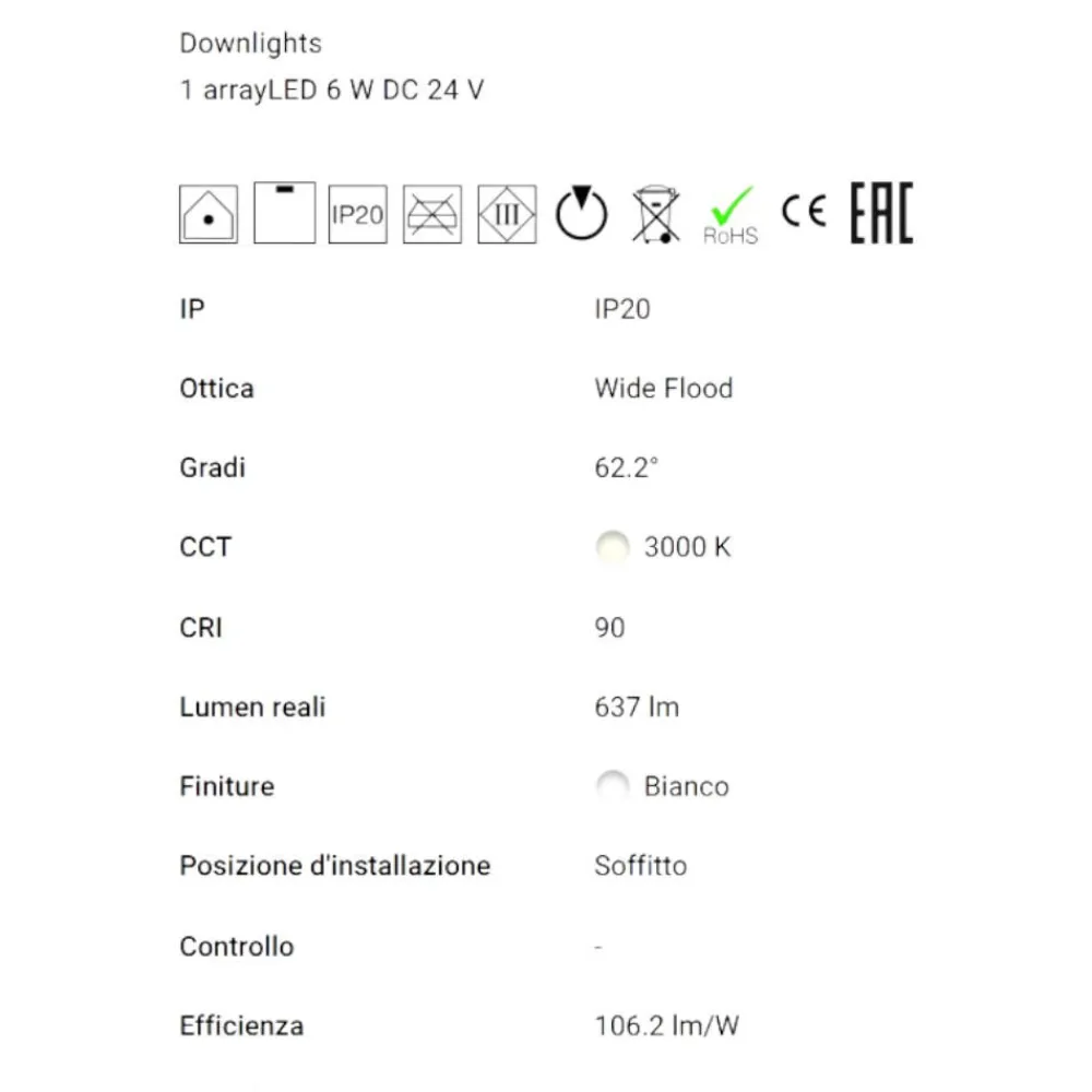 Faretti Da Incasso-Linea Light Faretto bubble bianco da incasso ottica 62 led 6w 24v 3000k