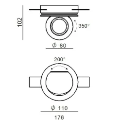 Faretti Da Incasso-Linea Light Faretto bubble led 9w 3000k 24v bianco da incasso