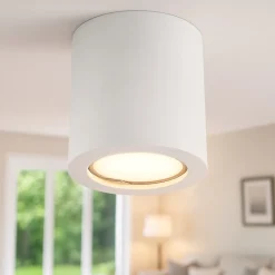 Faretti Da Soffitto-Selezionato da Mazzolaluce Faretto cilindro corto da soffitto bianco di gesso cristaly
