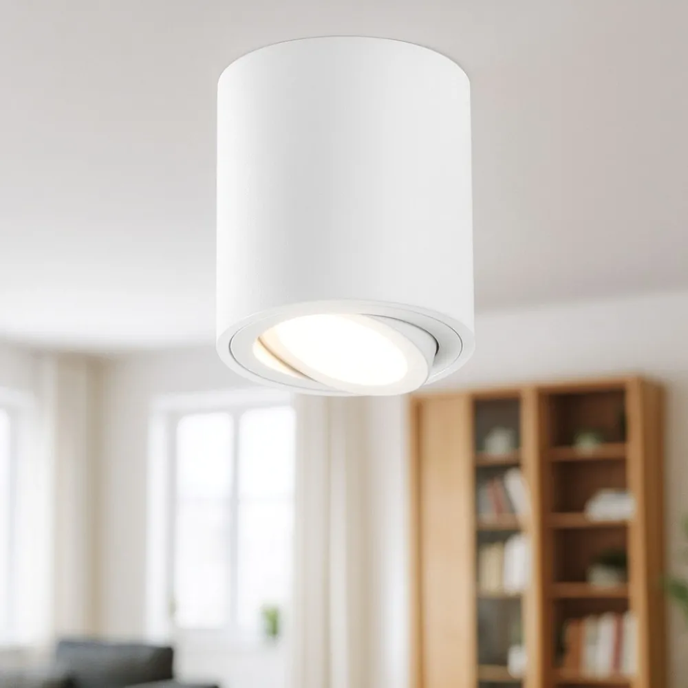 Faretti Da Soffitto-Selezionato da Mazzolaluce Faretto cilindro da soffitto bianco orientabile