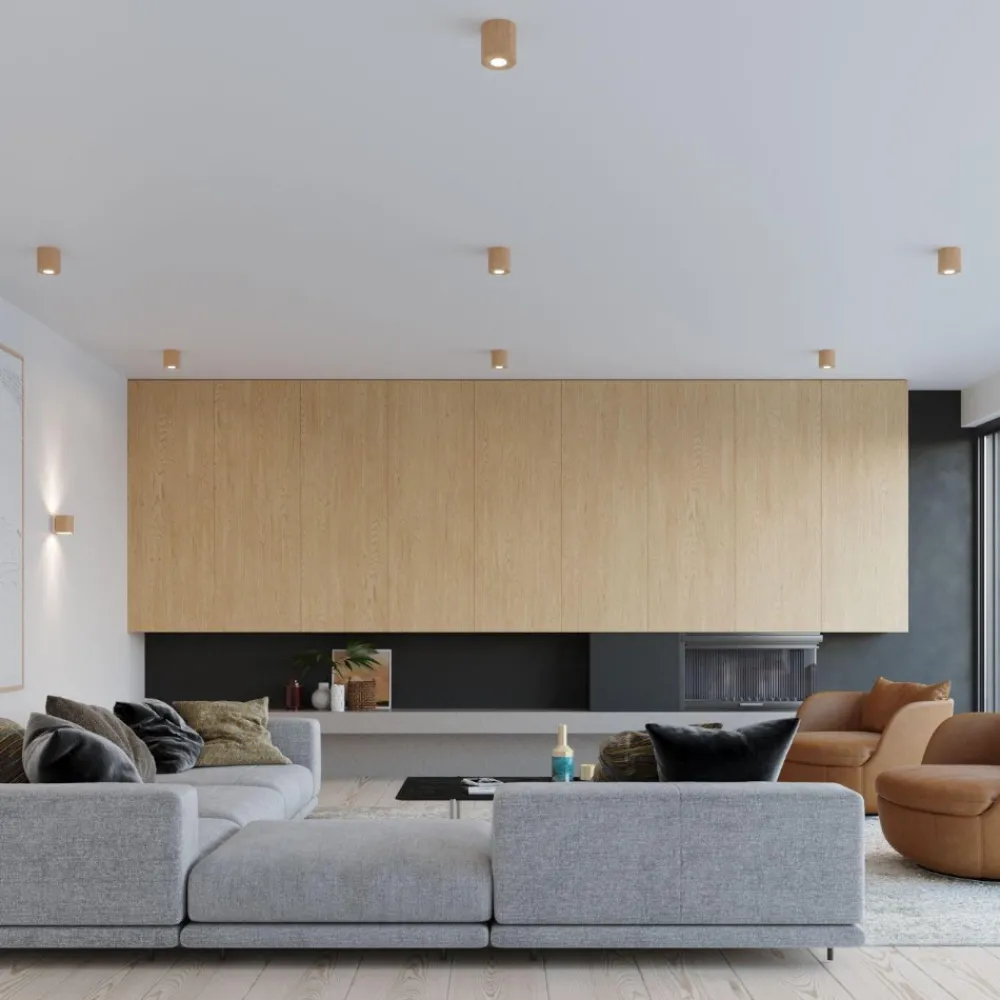 Faretti Da Soffitto-Selezionato da Mazzolaluce Faretto cilindro in legno da soffitto per interni
