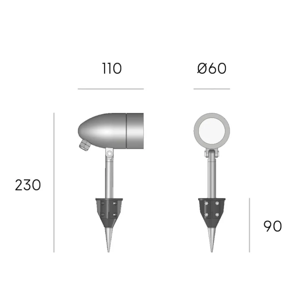 Faretti Da Esterno-Selezionato da Mazzolaluce Faretto con picchetto nero da giardino orientabile ip65