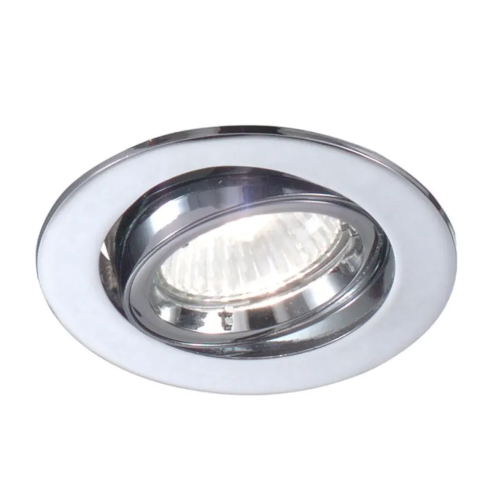 Faretti Da Incasso-Selezionato da Mazzolaluce Faretto cromato da incasso a soffitto rotondo gu10 orientabile