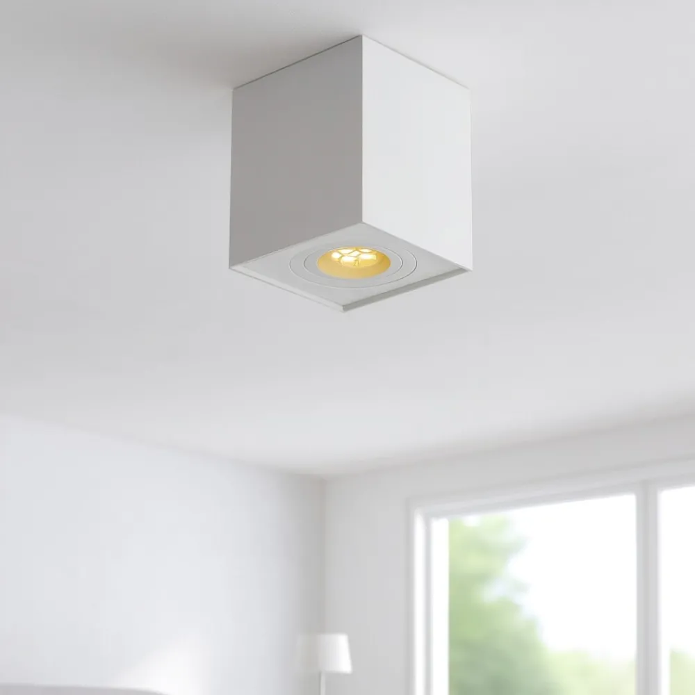 Faretti Da Soffitto-Selezionato da Mazzolaluce Faretto cubo a soffitto bianco orientabile