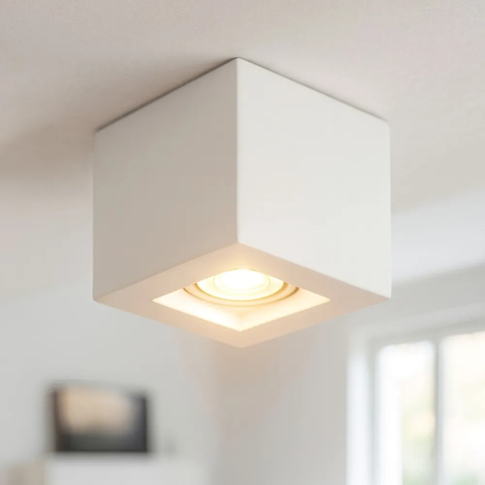 Faretti Da Soffitto-IsyLuce Faretto cubo da soffitto di gesso bianco