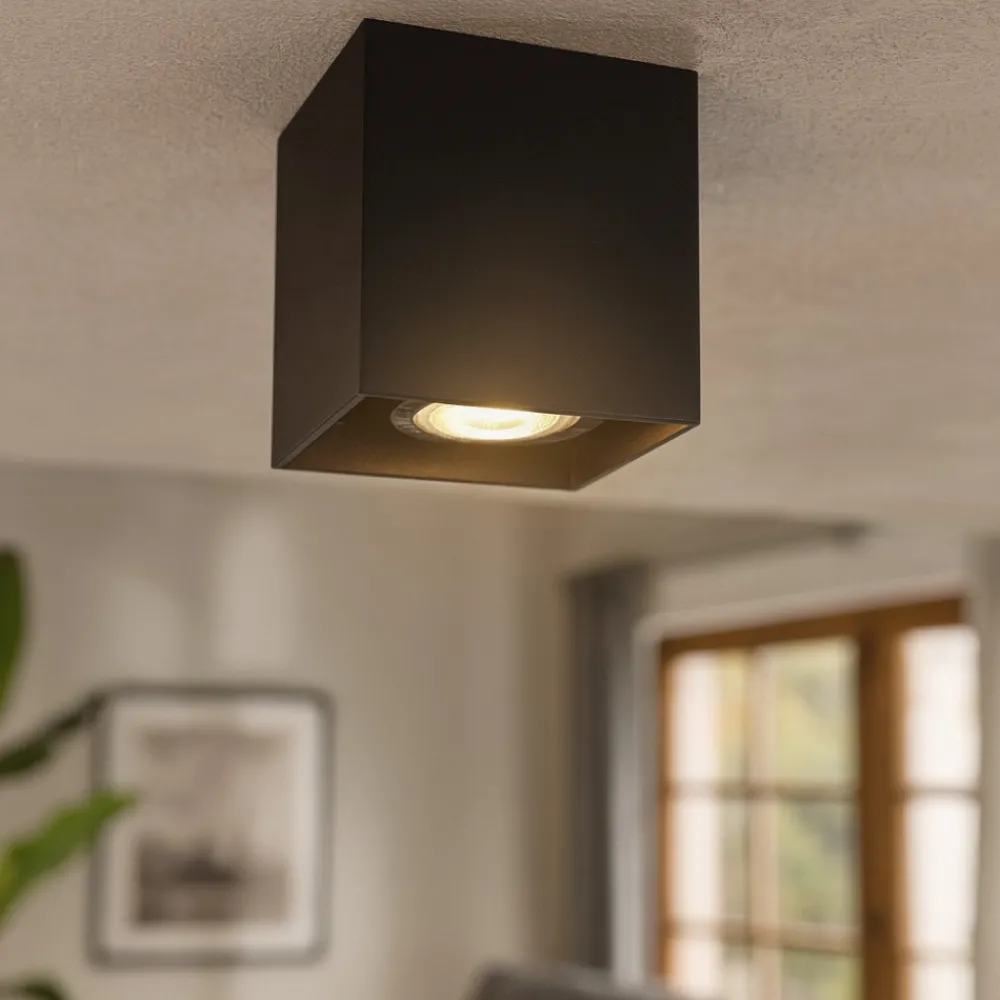 Faretti Da Soffitto-Selezionato da Mazzolaluce Faretto cubo da soffitto nero quadrato