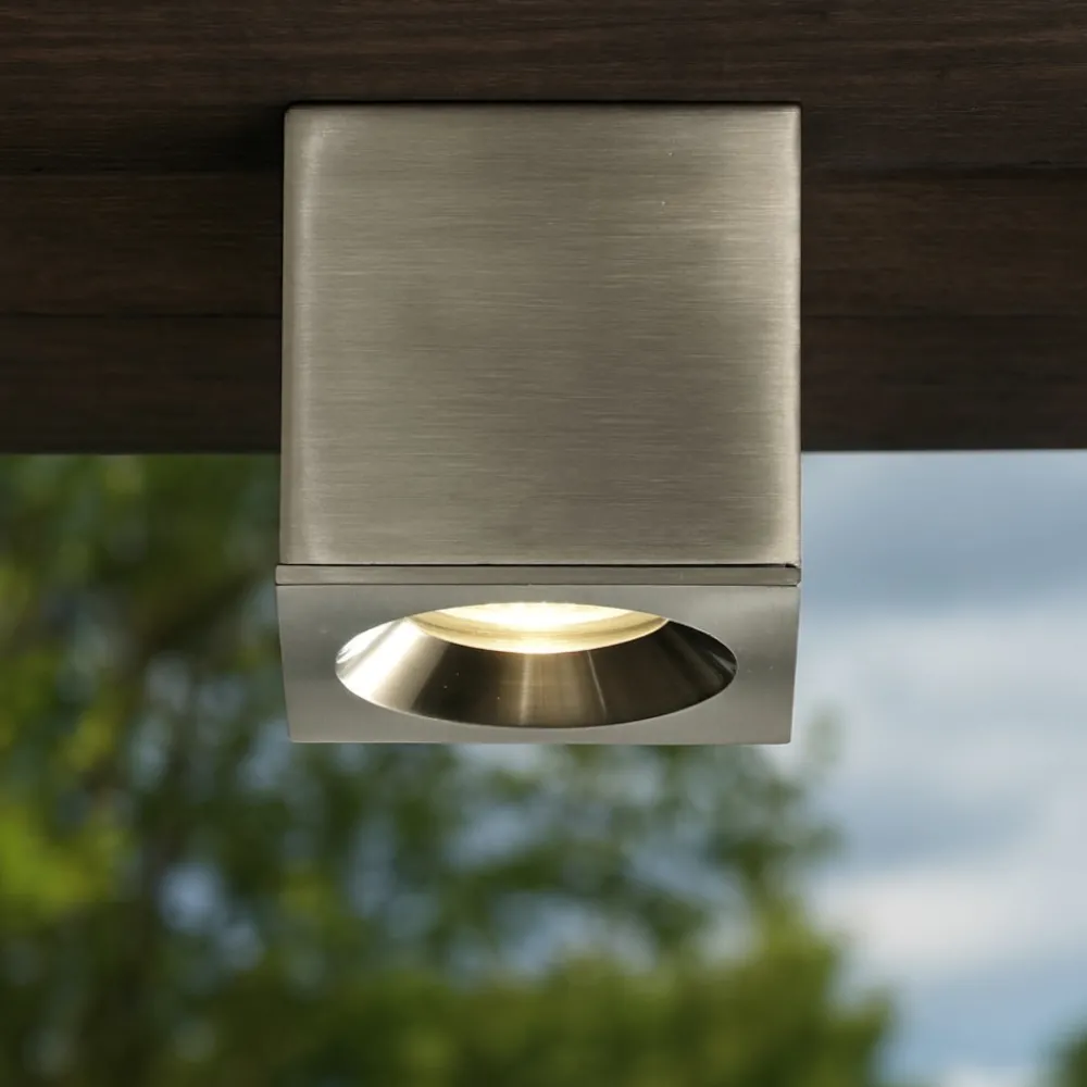 Faretti Da Esterno-Selezionato da Mazzolaluce Faretto cubo per esterno da soffitto ip54 grigio nickel