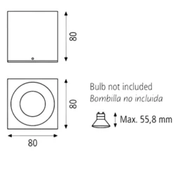 Faretti Da Esterno-Selezionato da Mazzolaluce Faretto cubo per esterno da soffitto ip54 grigio nickel