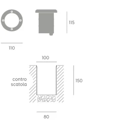 Faretti Da Esterno-Selezionato da Mazzolaluce Faretto da esterno a incasso acciaio rotondo calpestabile ip65