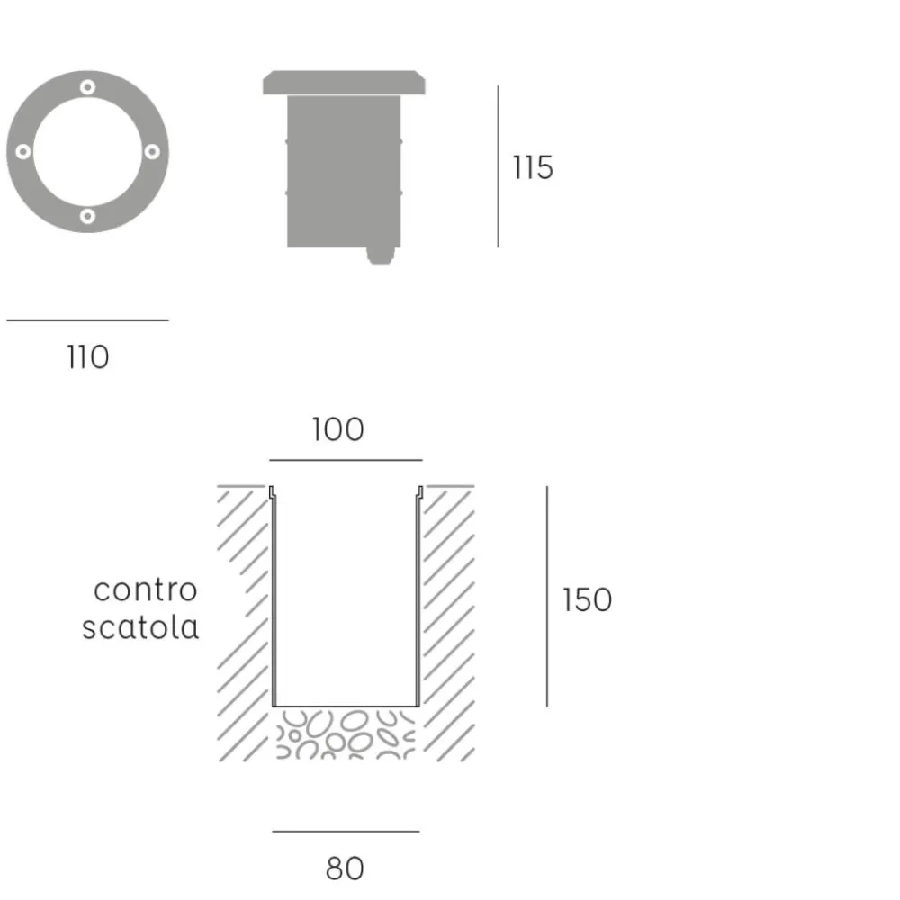 Faretti Da Esterno-Selezionato da Mazzolaluce Faretto da esterno a incasso acciaio rotondo calpestabile ip65