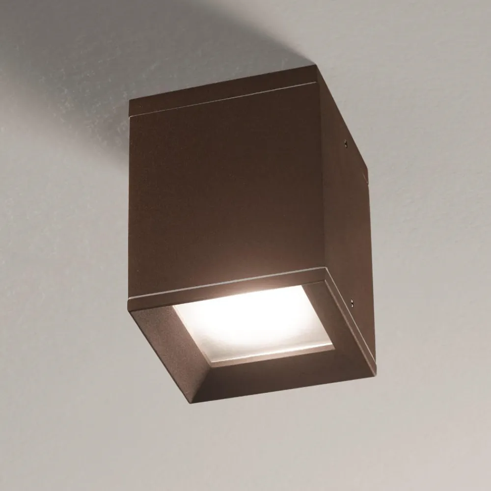 Faretti Da Esterno-IsyLuce Faretto da esterno led a soffitto cubo marrone