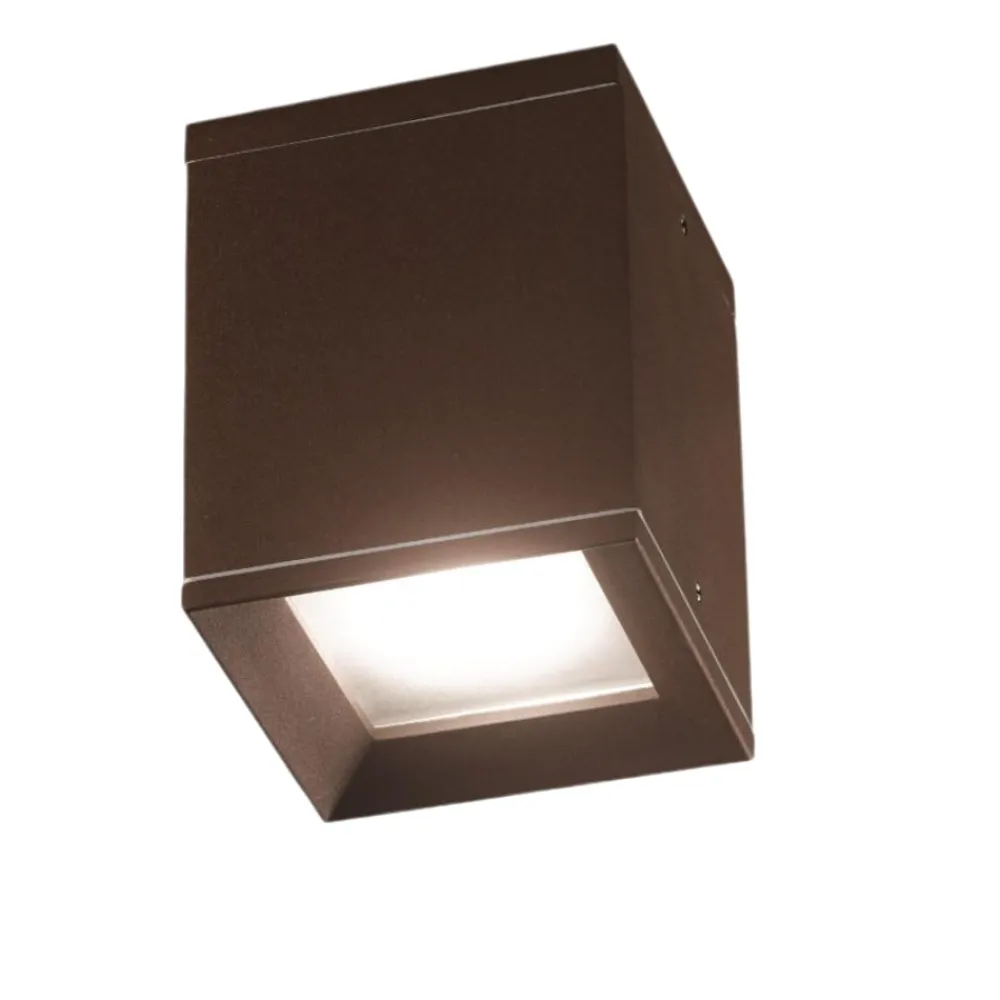 Faretti Da Esterno-IsyLuce Faretto da esterno led a soffitto cubo marrone