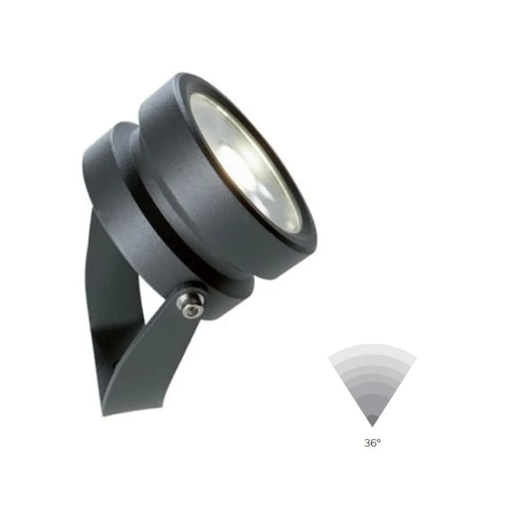 Faretti Da Esterno-Selezionato da Mazzolaluce Faretto da esterno 9w 3000k ottica 36 nero con picchetto ip65