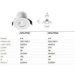 Faretti Da Incasso-Gea Luce Faretto da incasso a led 5w 3000k rotondo bianco alya