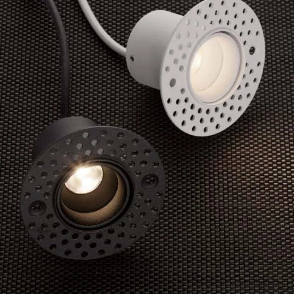 Faretti Da Incasso-Selezionato da Mazzolaluce Faretto da incasso a scomparsa led tondo per cartongesso nero 3w 3000k