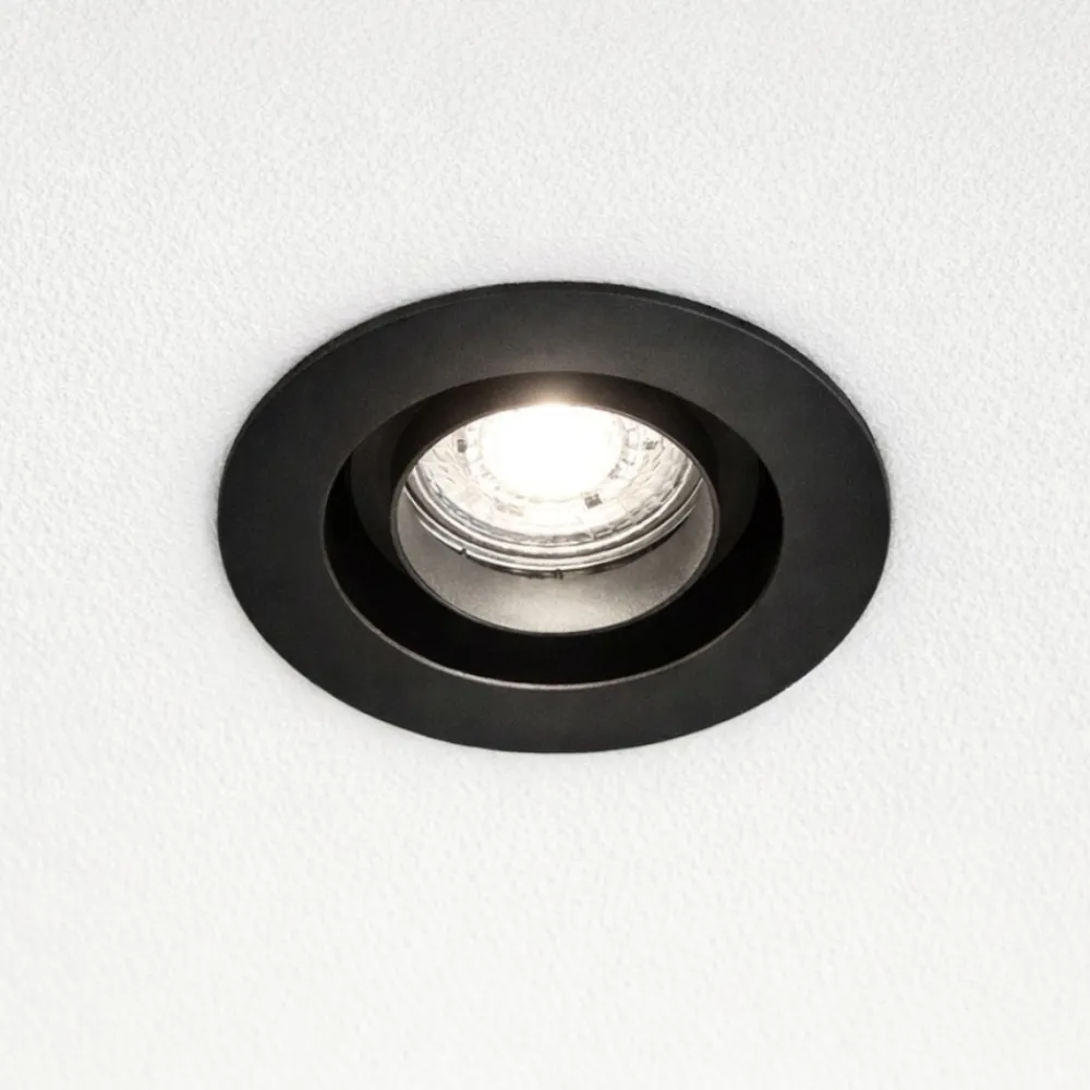 Faretti Da Incasso-Selezionato da Mazzolaluce Faretto da incasso a soffitto nero rotondo orientabile