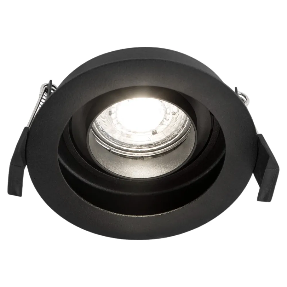 Faretti Da Incasso-Selezionato da Mazzolaluce Faretto da incasso a soffitto nero rotondo orientabile