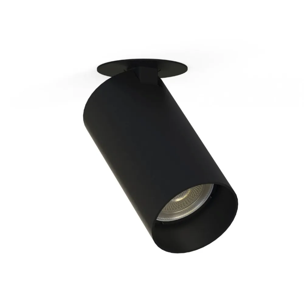 Faretti Da Incasso-Selezionato da Mazzolaluce Faretto da incasso a soffitto cilindro nero orientabile