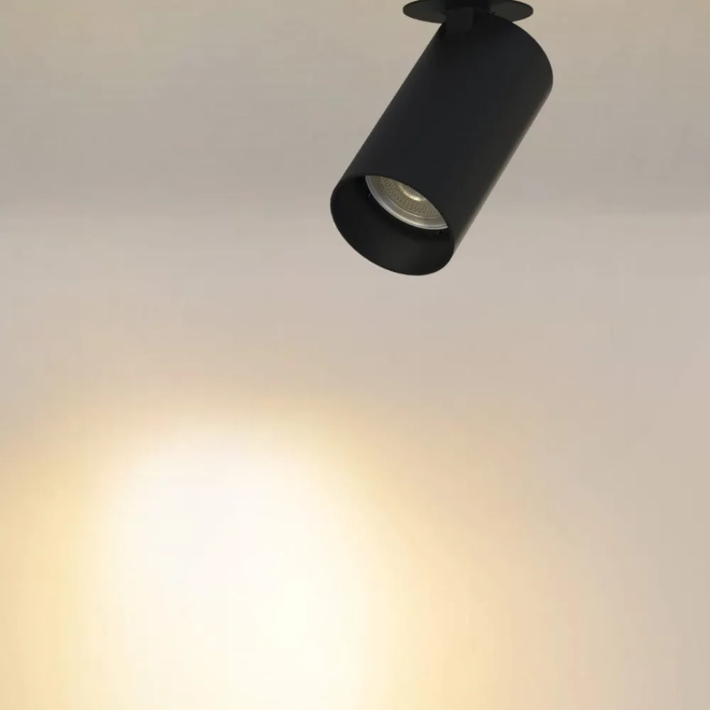 Faretti Da Incasso-Selezionato da Mazzolaluce Faretto da incasso a soffitto cilindro nero orientabile