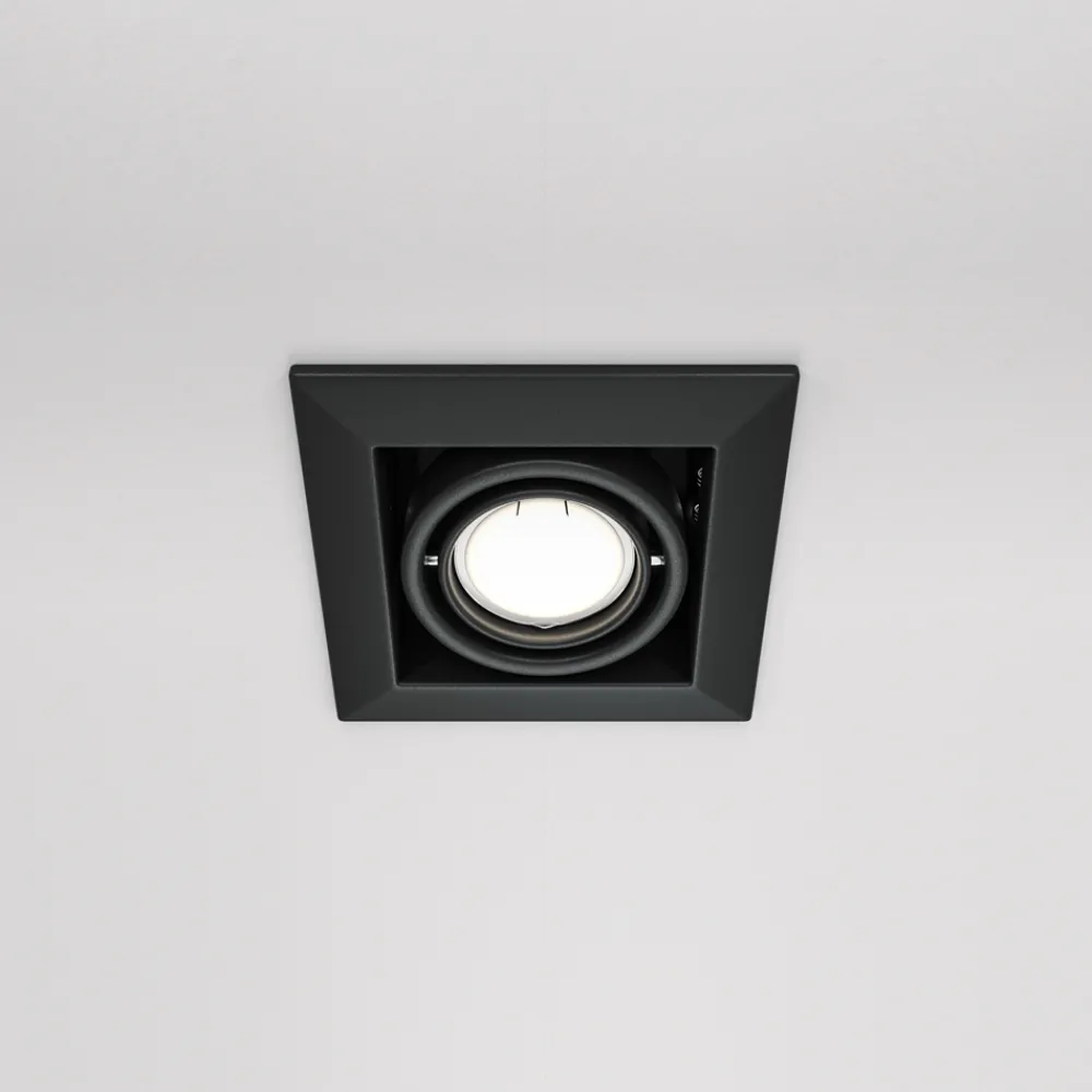 Faretti Da Incasso-Maytoni Faretto da incasso a soffitto nero quadrato orientabile m
