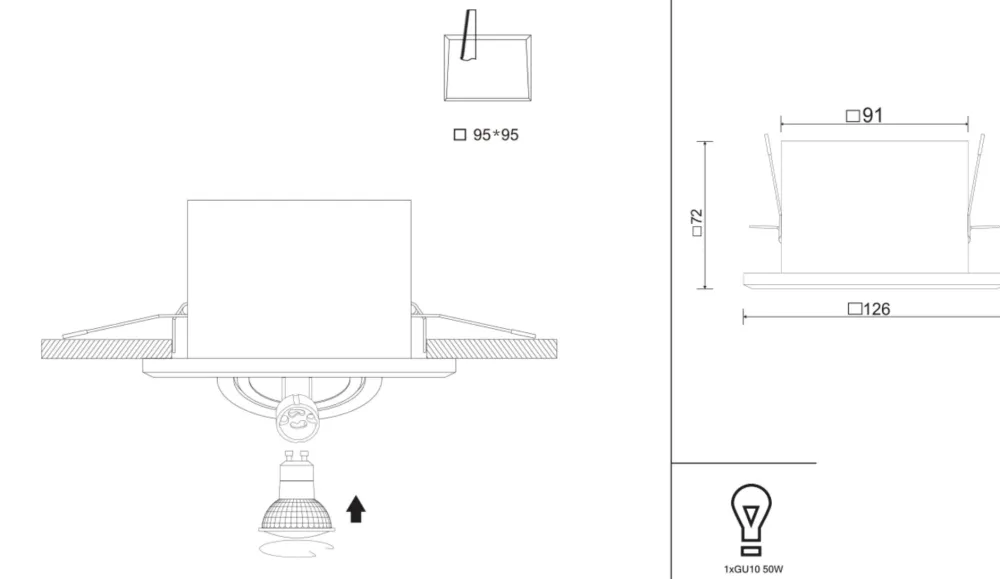 Faretti Da Incasso-Maytoni Faretto da incasso a soffitto nero quadrato orientabile m