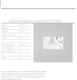 Faretti Da Incasso-Selezionato da Mazzolaluce Faretto da incasso a soffitto gesso a scomparsa laterale gu10