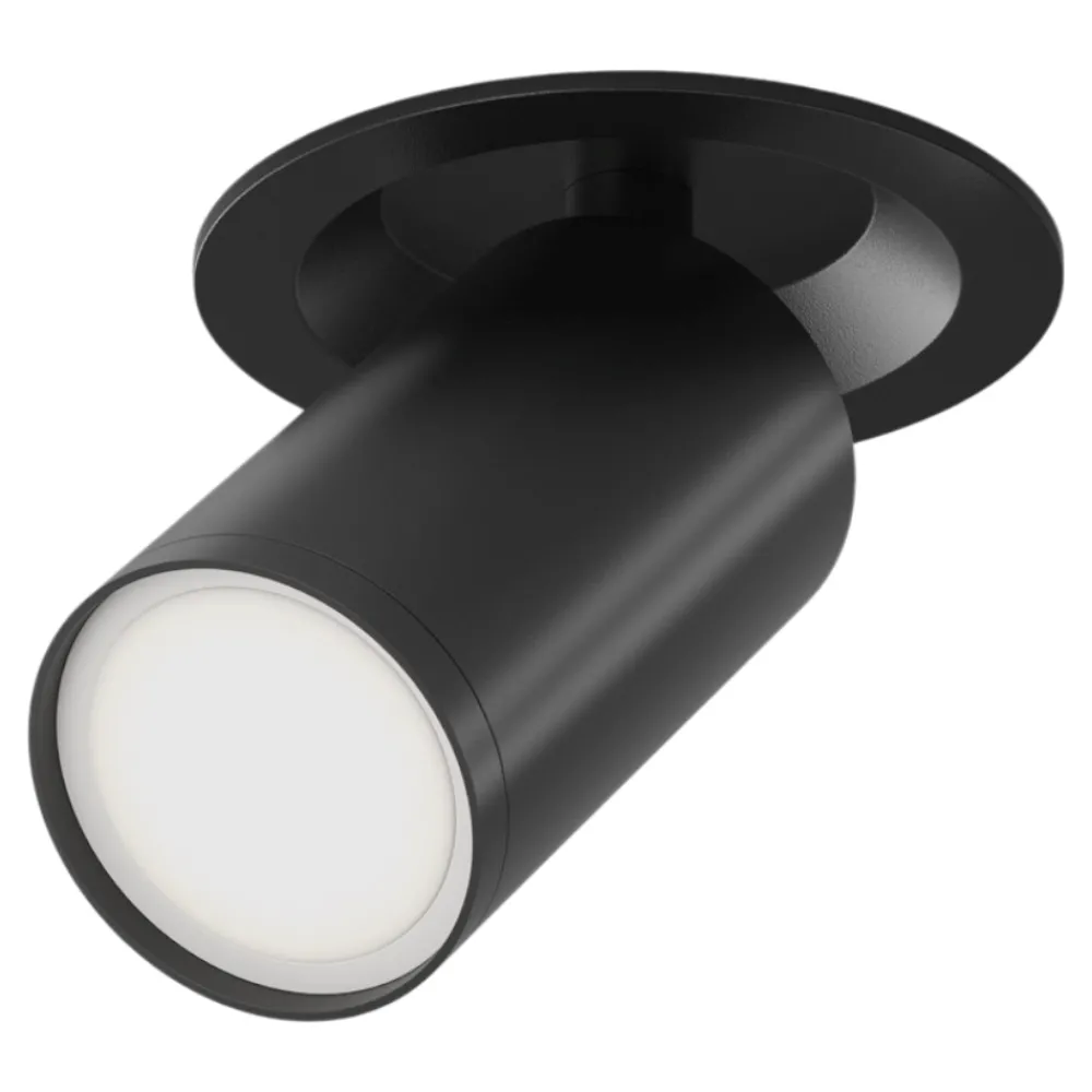 Faretti Da Incasso-Maytoni Faretto da incasso a soffitto cilindro nero orientabile focus