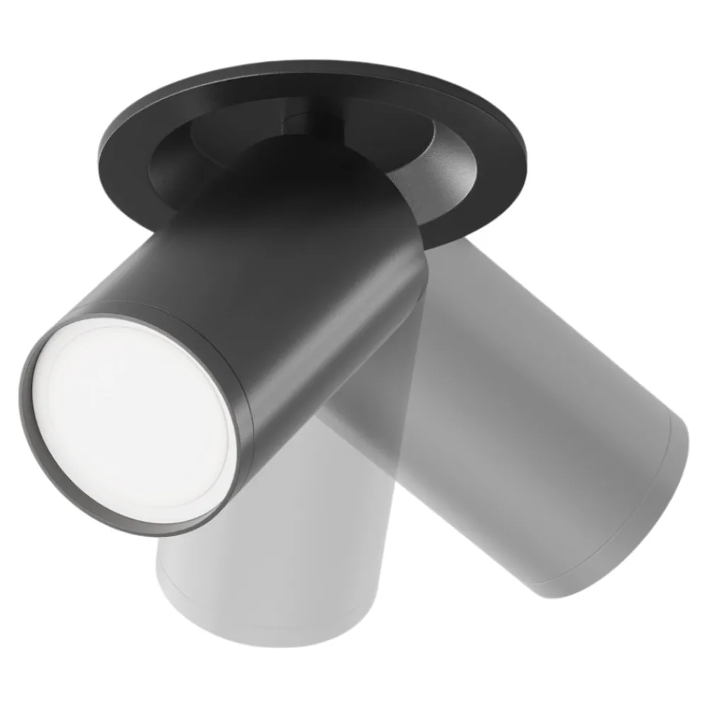 Faretti Da Incasso-Maytoni Faretto da incasso a soffitto cilindro nero orientabile focus
