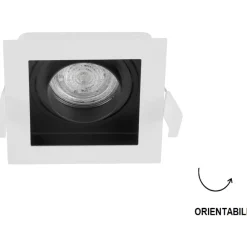 Faretti Da Incasso-Selezionato da Mazzolaluce Faretto da incasso a soffitto quadrato in metallo bianco orientabile