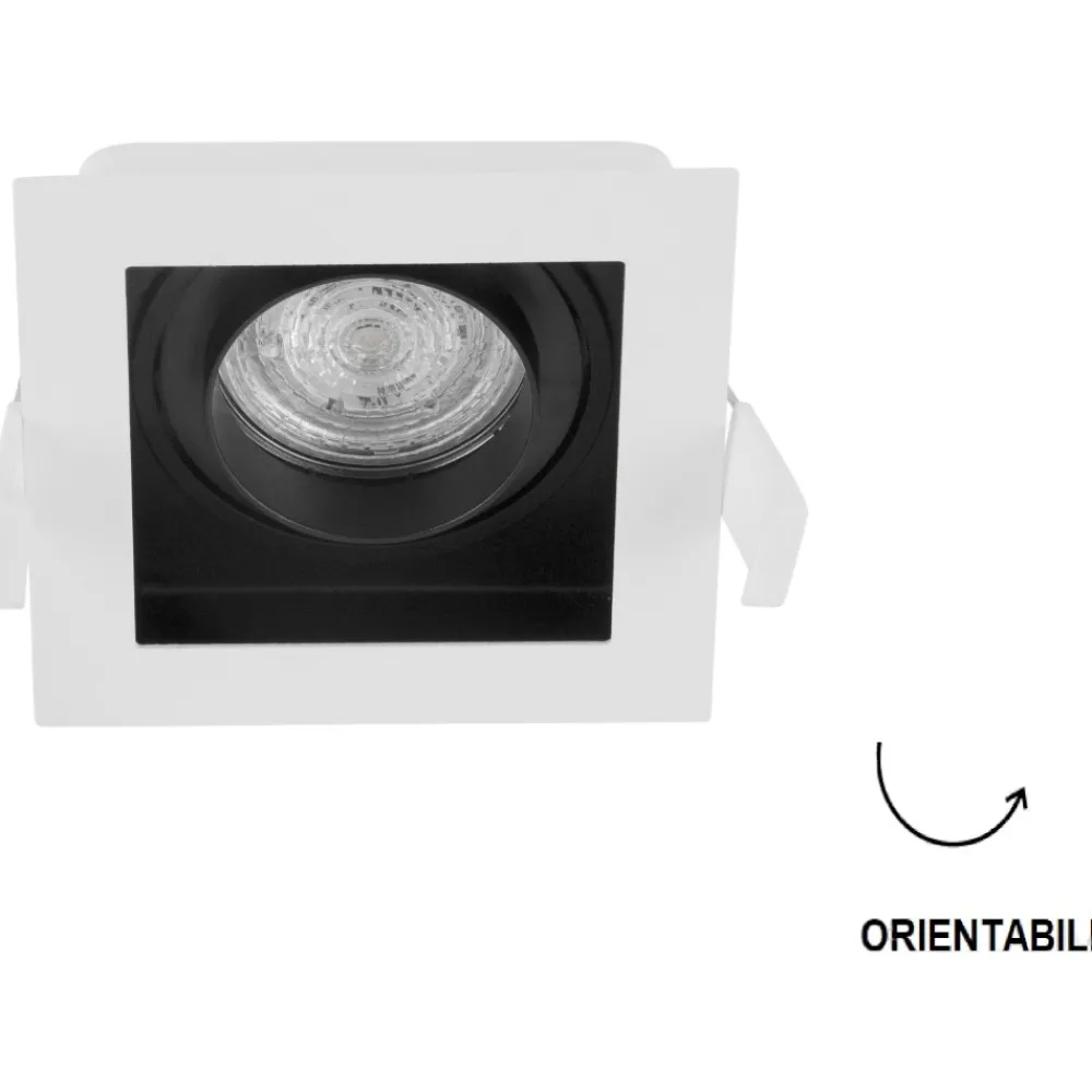 Faretti Da Incasso-Selezionato da Mazzolaluce Faretto da incasso a soffitto quadrato in metallo bianco orientabile