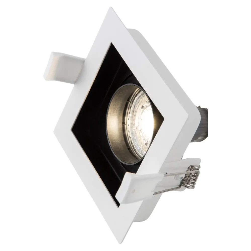 Faretti Da Incasso-Selezionato da Mazzolaluce Faretto da incasso a soffitto quadrato in metallo bianco orientabile