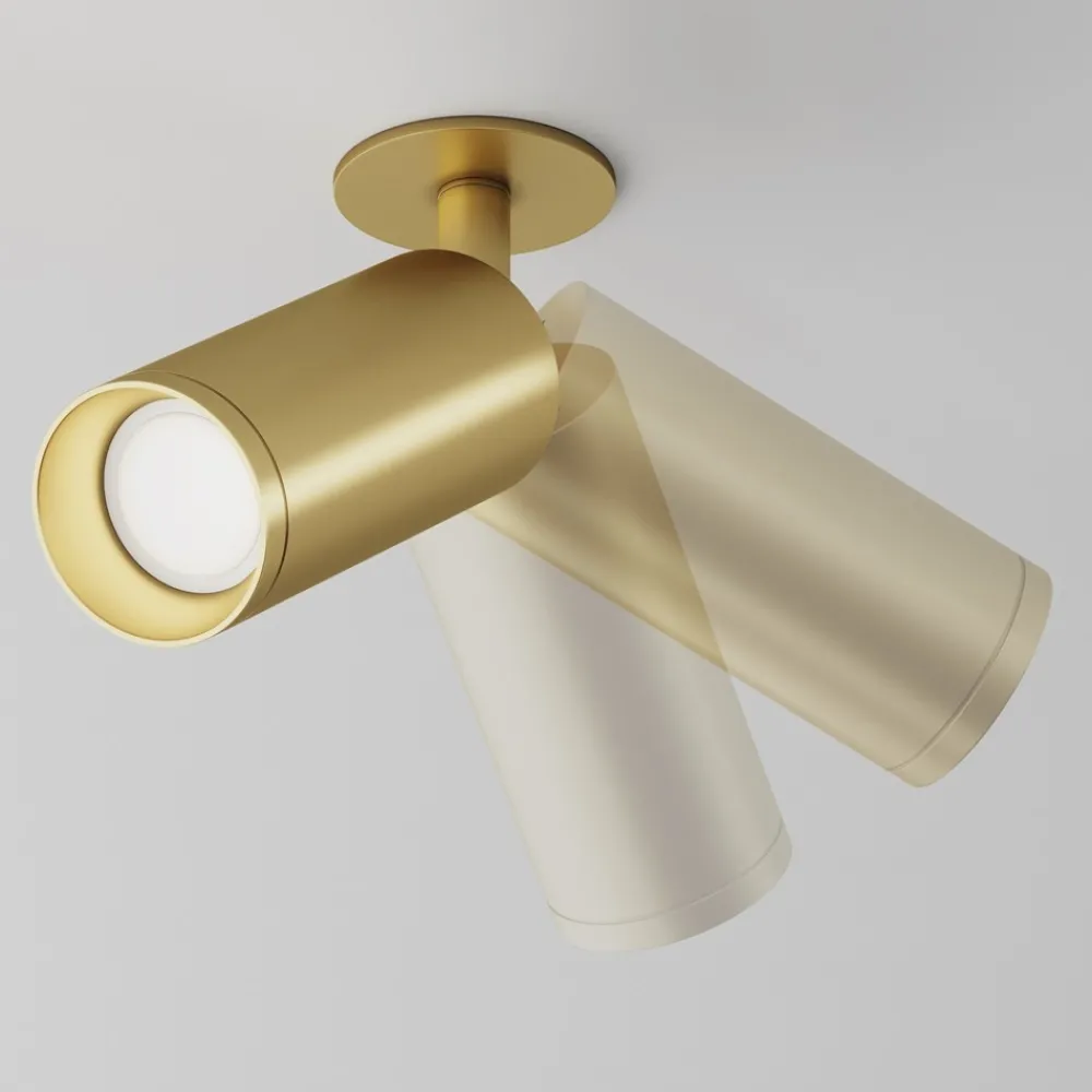 Faretti Da Incasso-Maytoni Faretto da incasso focus a soffitto cilindro oro orientabile