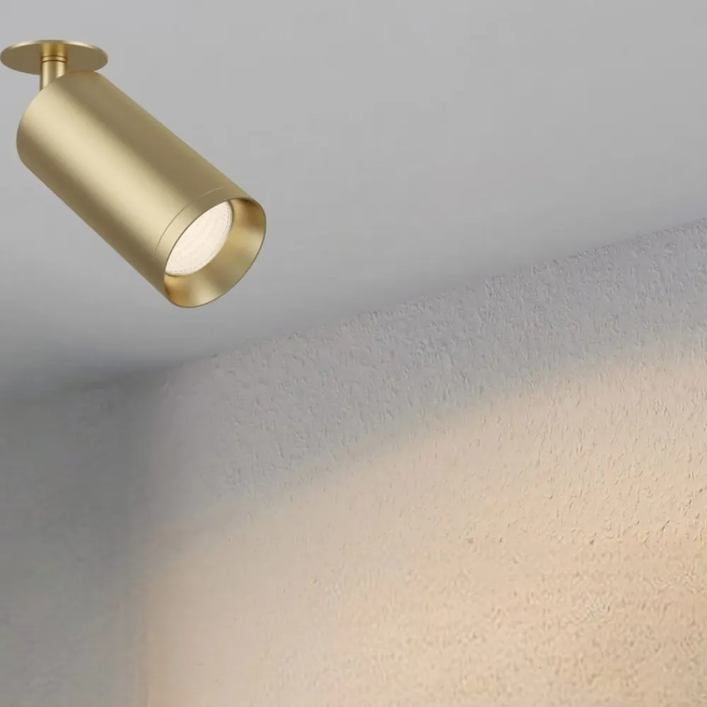 Faretti Da Incasso-Maytoni Faretto da incasso focus a soffitto cilindro oro orientabile