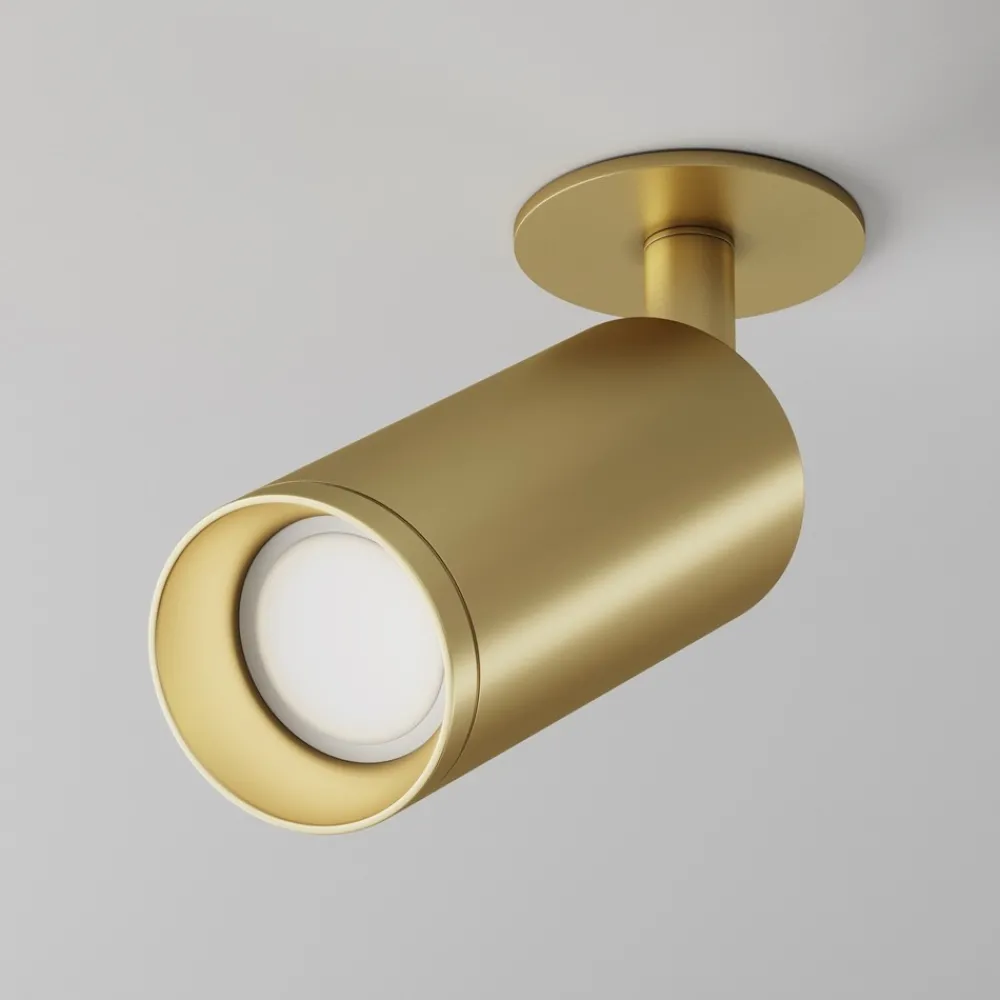 Faretti Da Incasso-Maytoni Faretto da incasso focus a soffitto cilindro oro orientabile