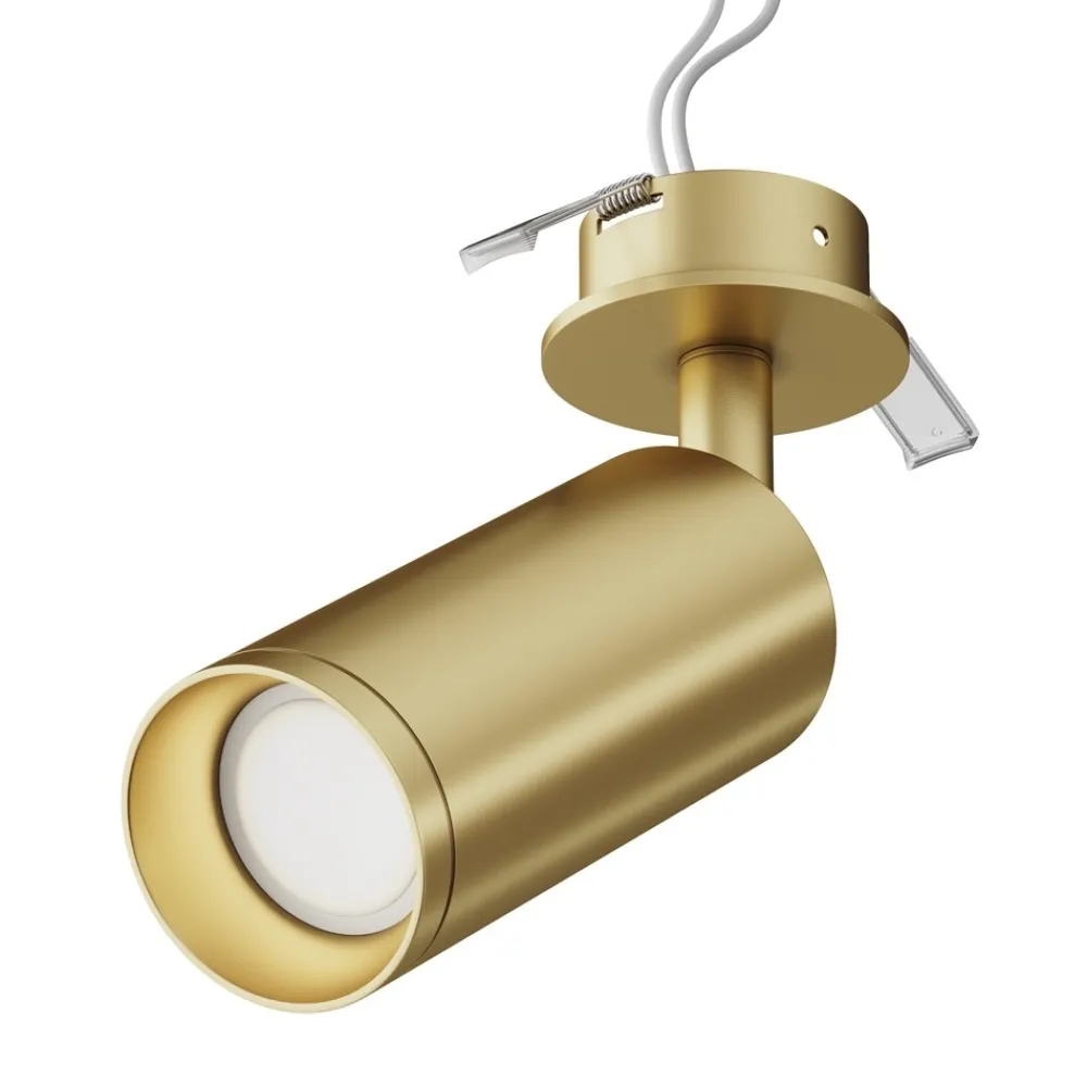 Faretti Da Incasso-Maytoni Faretto da incasso focus a soffitto cilindro oro orientabile