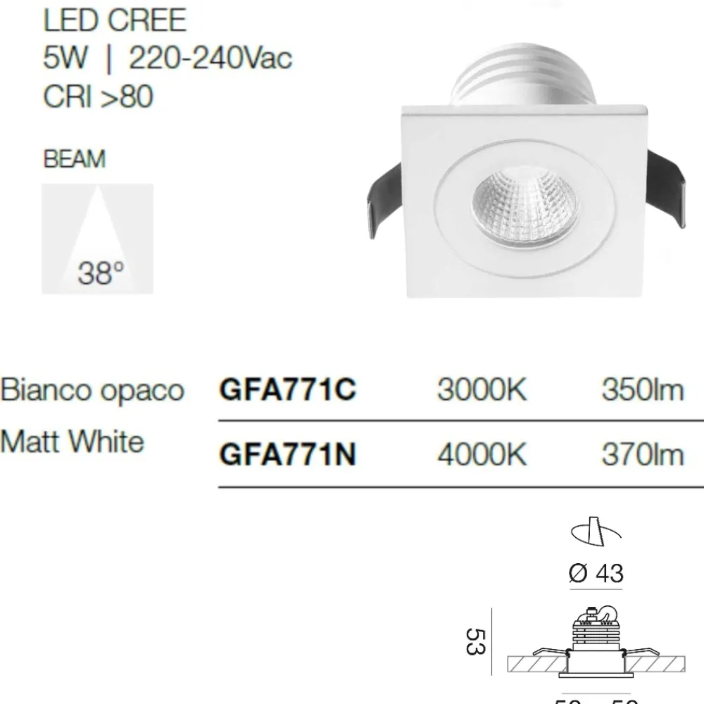 Faretti Da Incasso-Gea Luce Faretto da incasso led per controsoffitto 5w 4000k bianco alya