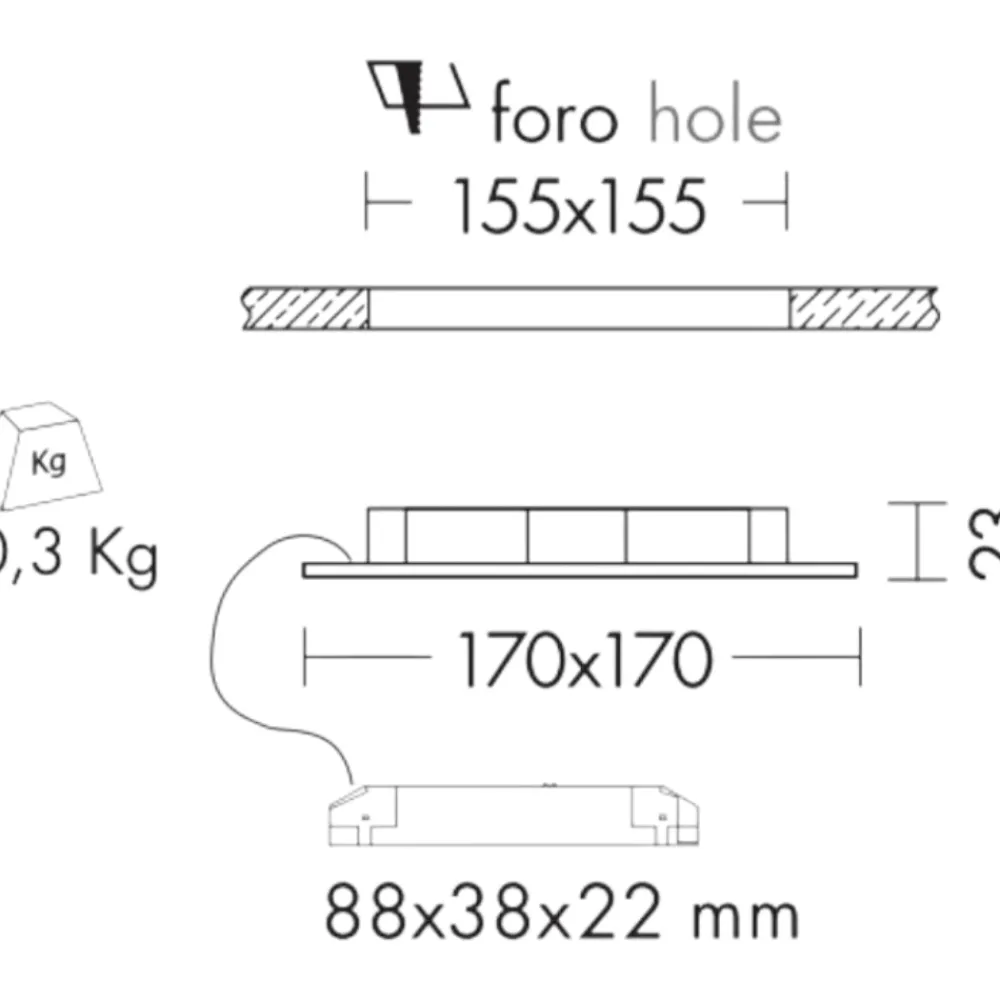 Faretti Da Incasso-Selezionato da Mazzolaluce Faretto da incasso led 12w 3000k quadrato bianco per controsoffitto