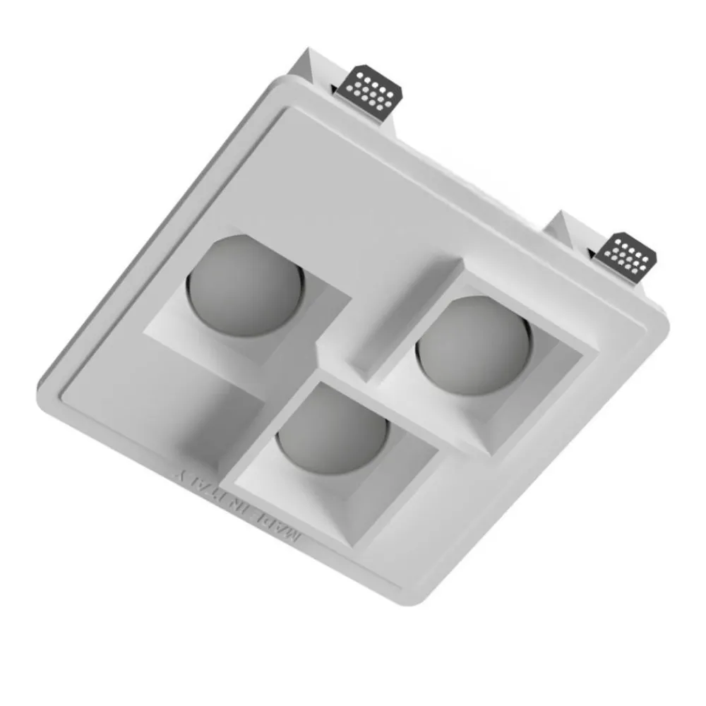 Faretti Da Incasso-Selezionato da Mazzolaluce Faretto da incasso 3 luci gx53 led quadrati in gesso da soffitto