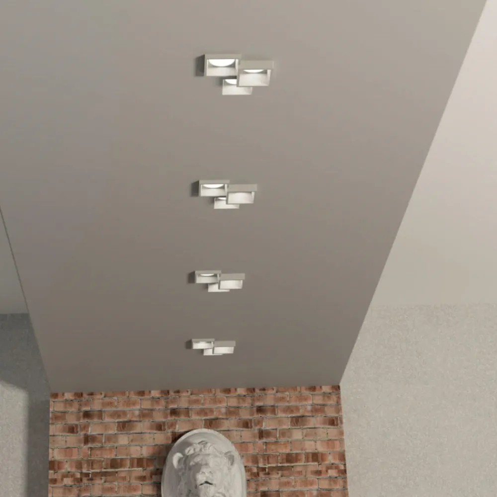 Faretti Da Incasso-Selezionato da Mazzolaluce Faretto da incasso 3 luci gx53 led quadrati in gesso da soffitto