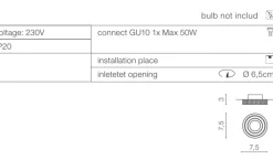 Faretti Da Incasso-Selezionato da Mazzolaluce Faretto da incasso oro rotondo con cristalli