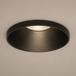 Faretti Da Incasso-Selezionato da Mazzolaluce Faretto da incasso per cartongesso nero rotondo cornice sporgente