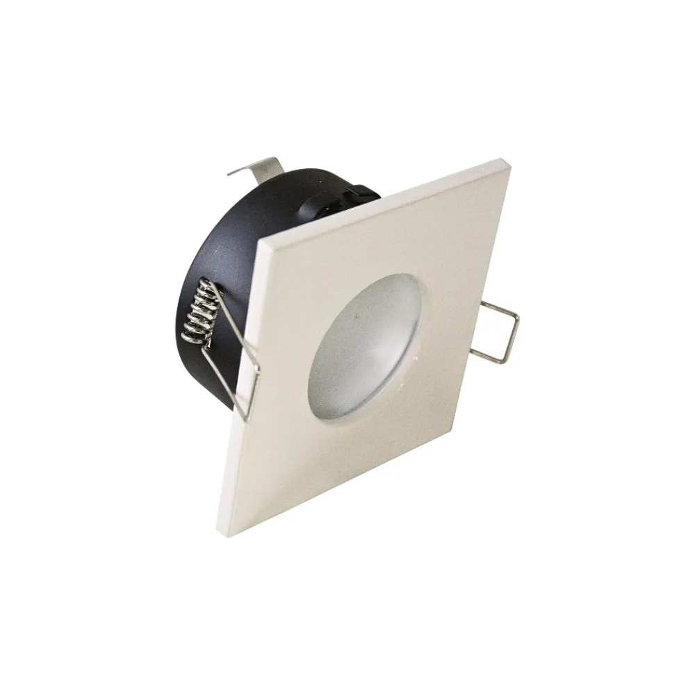 Faretti Da Incasso-Selezionato da Mazzolaluce Faretto da incasso per controsoffitto bagno doccia quadrato bianco