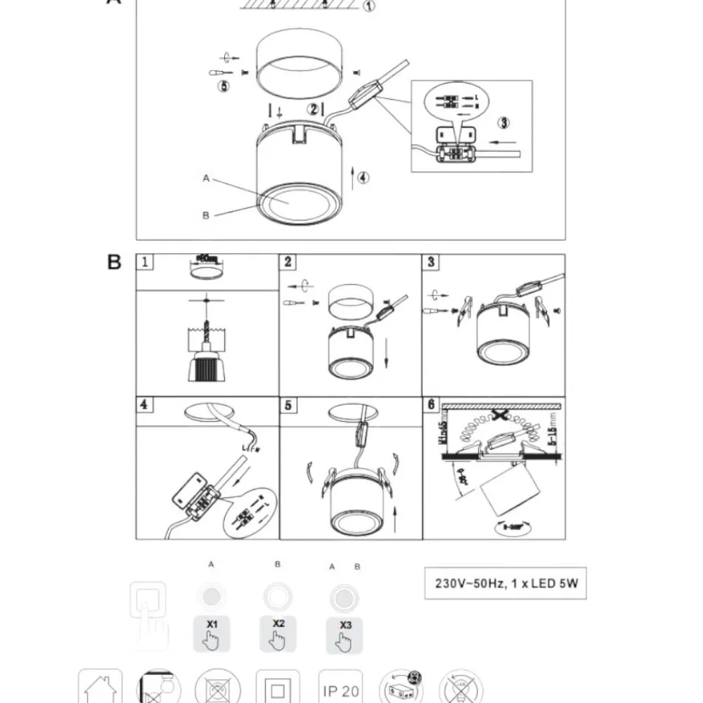 Faretti Da Incasso-Selezionato da Mazzolaluce Faretto da incasso soffitto led 6w cilindro orientabile nero