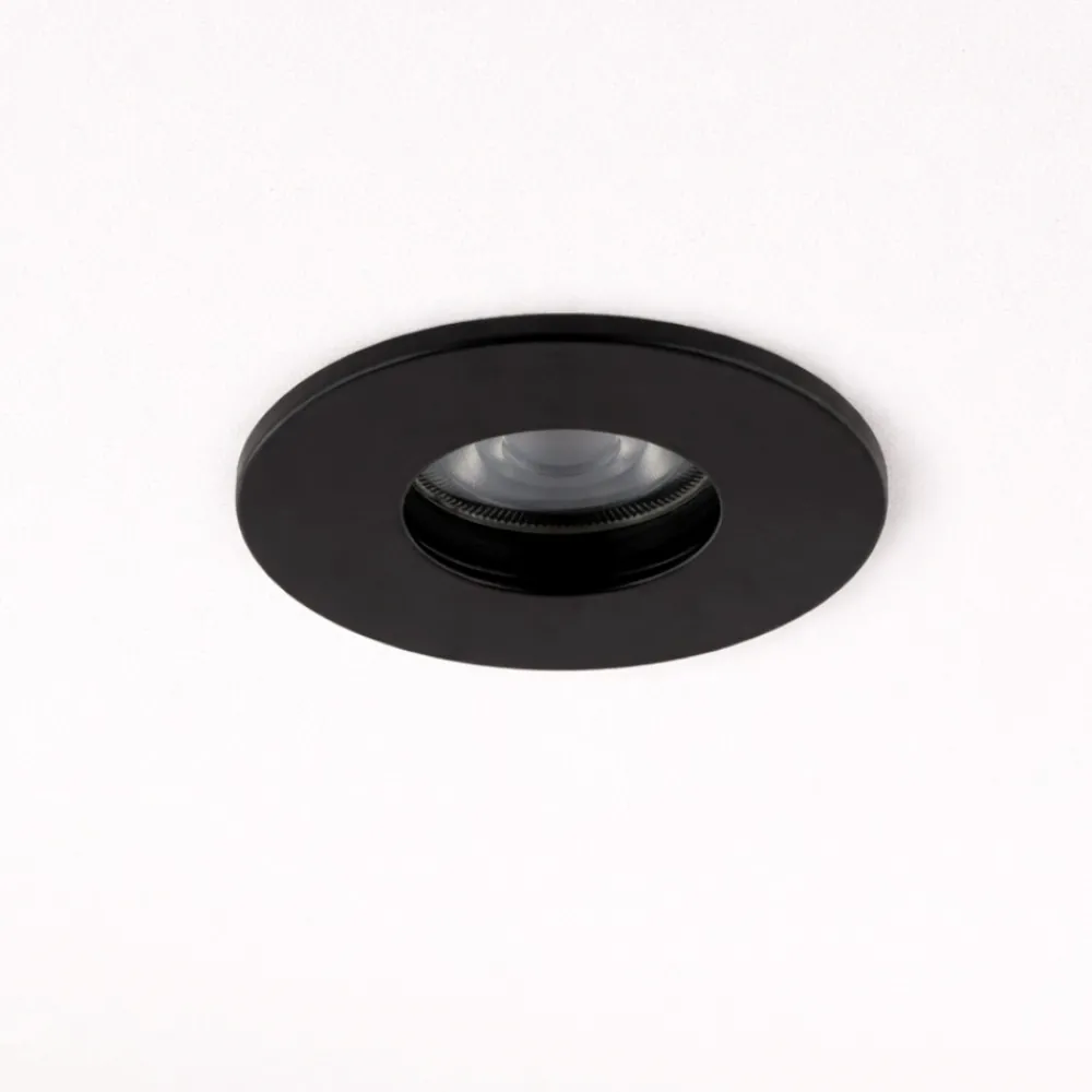 Faretti Da Incasso-Selezionato da Mazzolaluce Faretto da incasso soffitto rotondo nero per bagno doccia ip54 gu10 220v