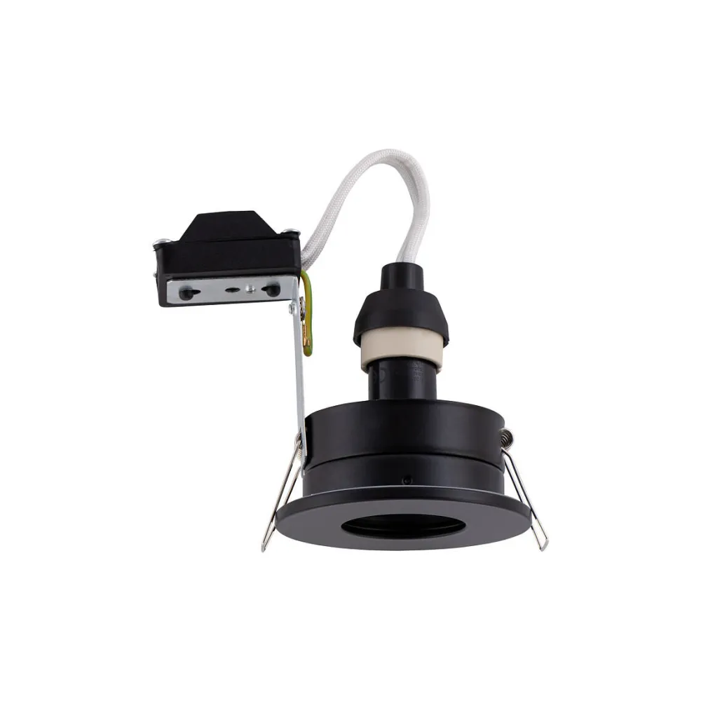 Faretti Da Incasso-Selezionato da Mazzolaluce Faretto da incasso soffitto rotondo nero per bagno doccia ip54 gu10 220v