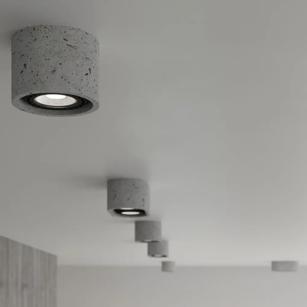 Faretti Da Soffitto-Selezionato da Mazzolaluce Faretto da soffitto cemento grigio cilindro rotondo