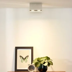 Faretti Da Soffitto-Selezionato da Mazzolaluce Faretto da soffitto cestello grigio i doppia luce