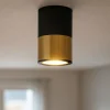Faretti Da Soffitto-Selezionato da Mazzolaluce Faretto da soffitto cilindro bicolore nero oro