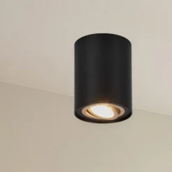 Faretti Da Soffitto-Selezionato da Mazzolaluce Faretto da soffitto cilindro nero oro orientabile